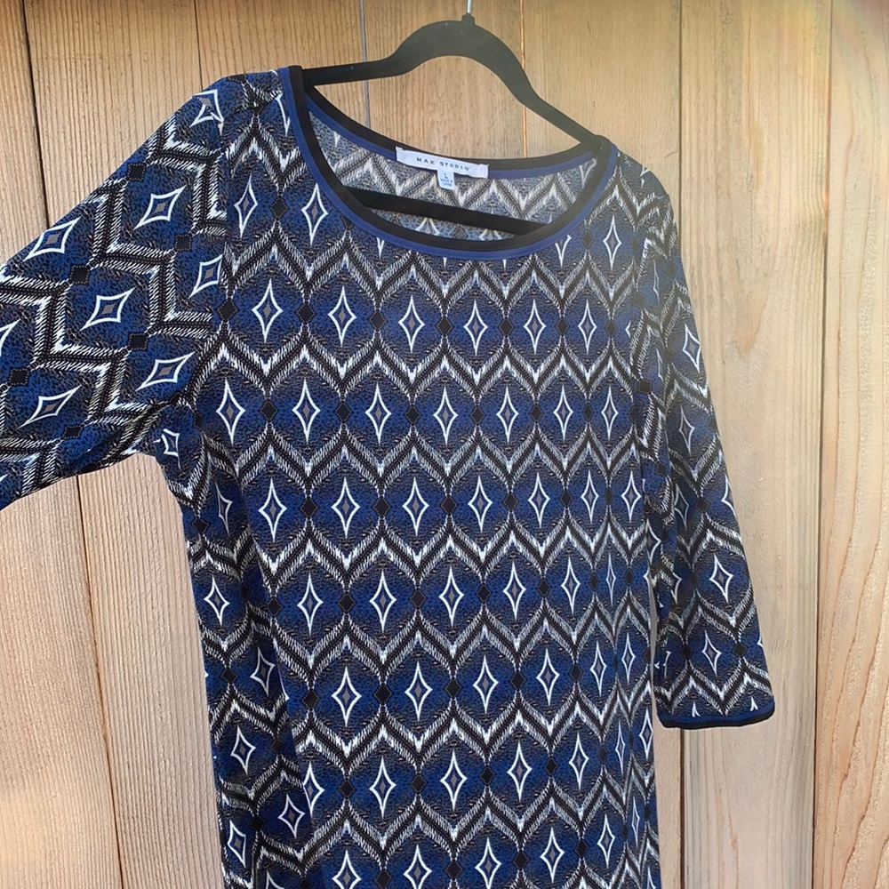 Max Studio blue dress 3/4 sleeve L
